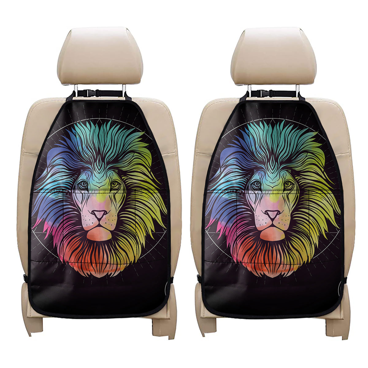 Colorful Leo Sign Print Car Seat Organizers