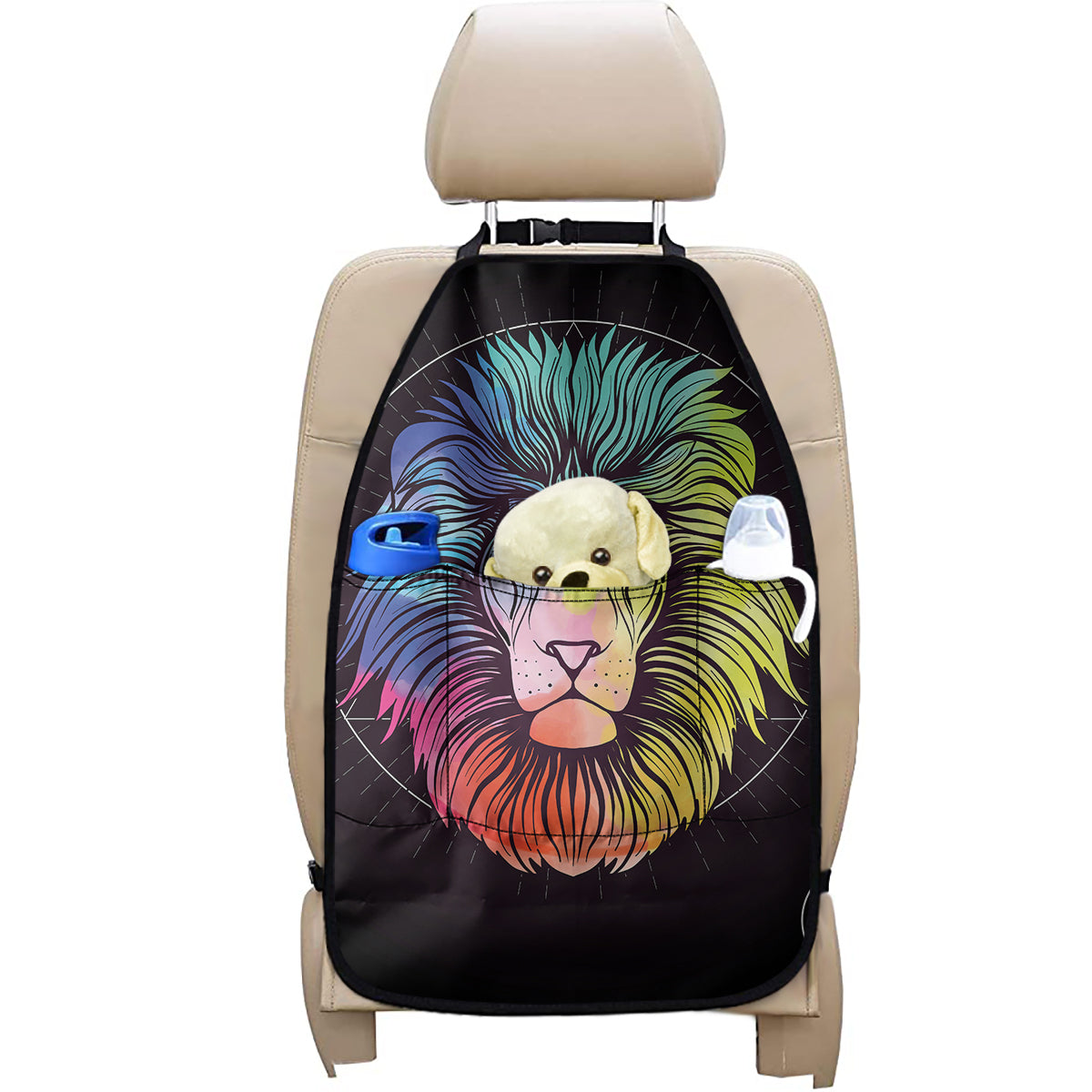 Colorful Leo Sign Print Car Seat Organizers
