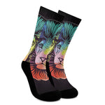 Colorful Leo Sign Print Crew Socks