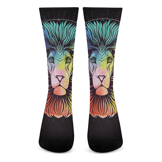 Colorful Leo Sign Print Crew Socks