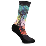 Colorful Leo Sign Print Crew Socks