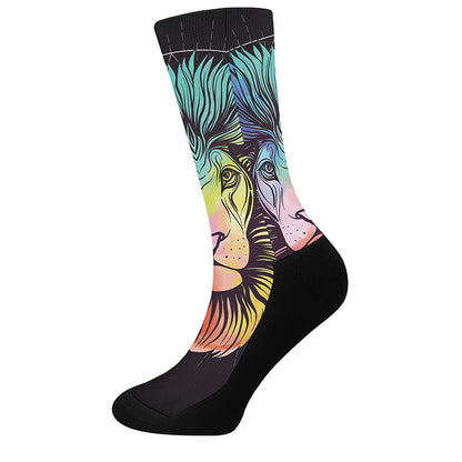 Colorful Leo Sign Print Crew Socks
