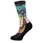 Colorful Leo Sign Print Crew Socks