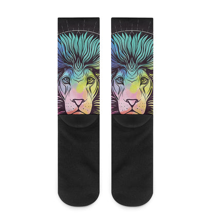 Colorful Leo Sign Print Crew Socks