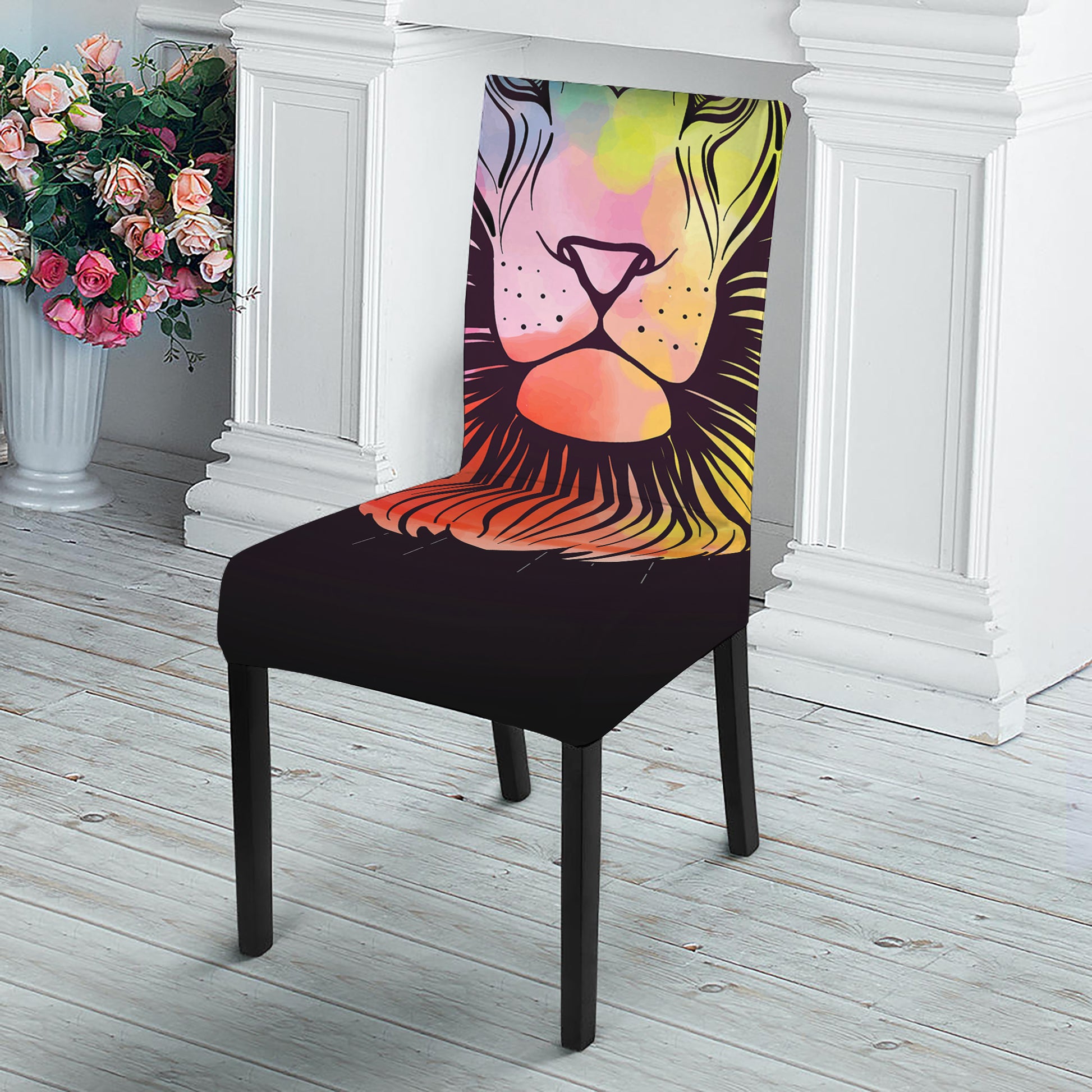 Colorful Leo Sign Print Dining Chair Slipcover