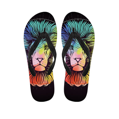 Colorful Leo Sign Print Flip Flops