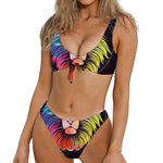 Colorful Leo Sign Print Front Bow Tie Bikini