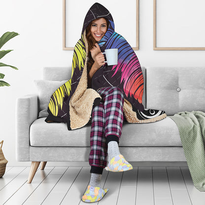 Colorful Leo Sign Print Hooded Blanket