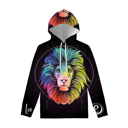 Colorful Leo Sign Print Pullover Hoodie