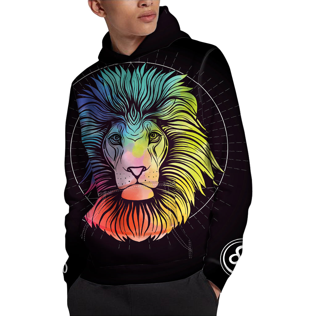 Colorful Leo Sign Print Pullover Hoodie