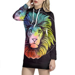 Colorful Leo Sign Print Pullover Hoodie Dress
