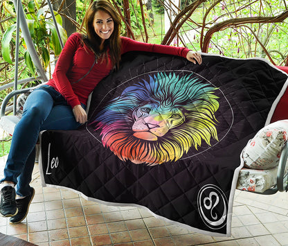 Colorful Leo Sign Print Quilt