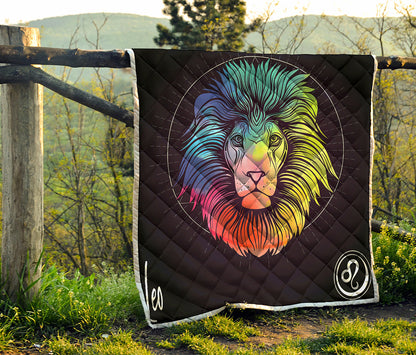 Colorful Leo Sign Print Quilt