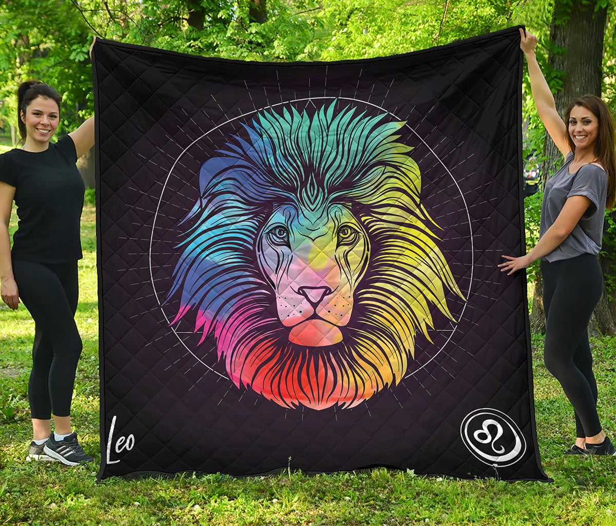 Colorful Leo Sign Print Quilt