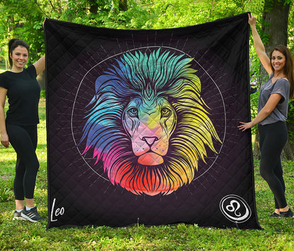 Colorful Leo Sign Print Quilt