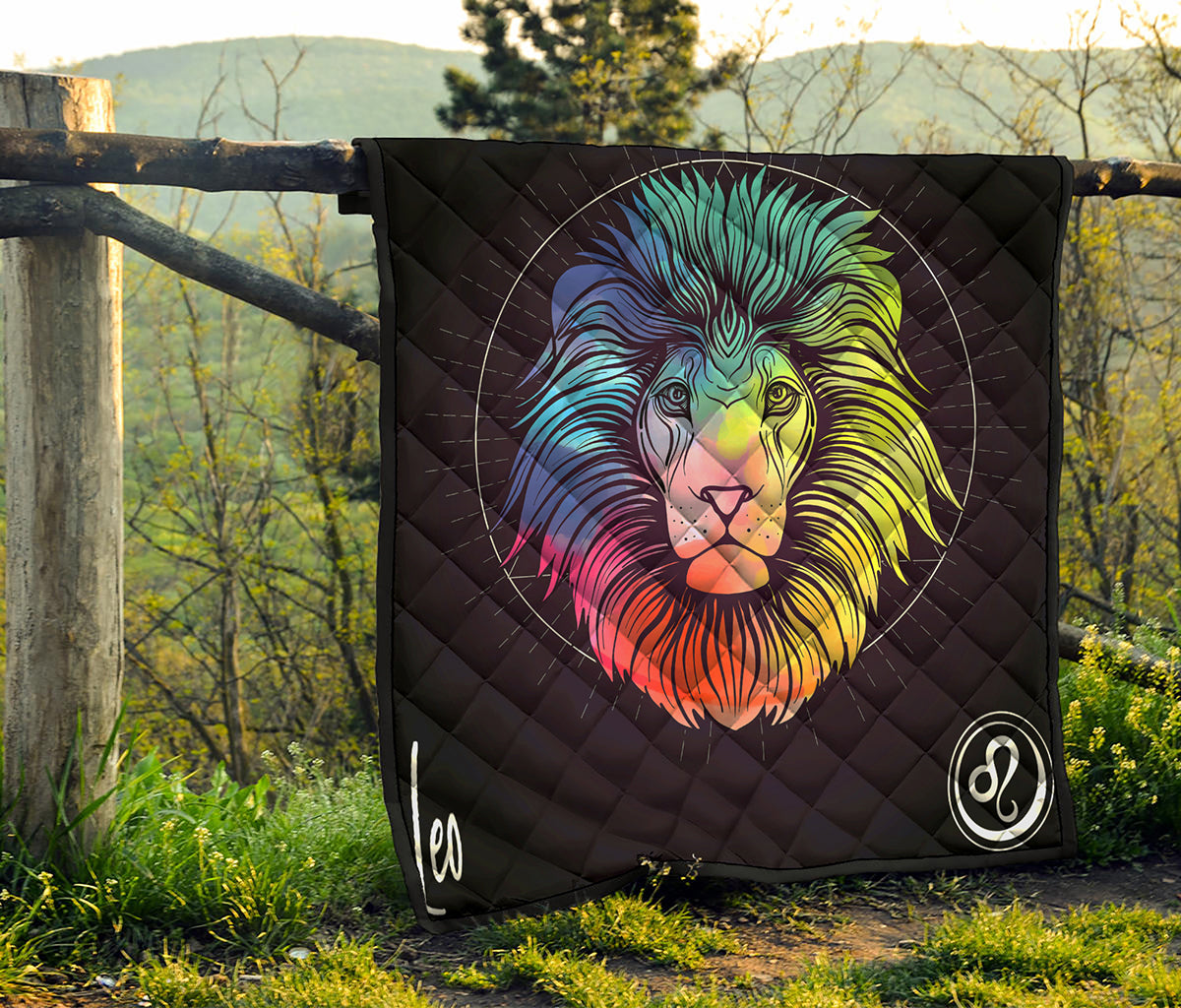 Colorful Leo Sign Print Quilt