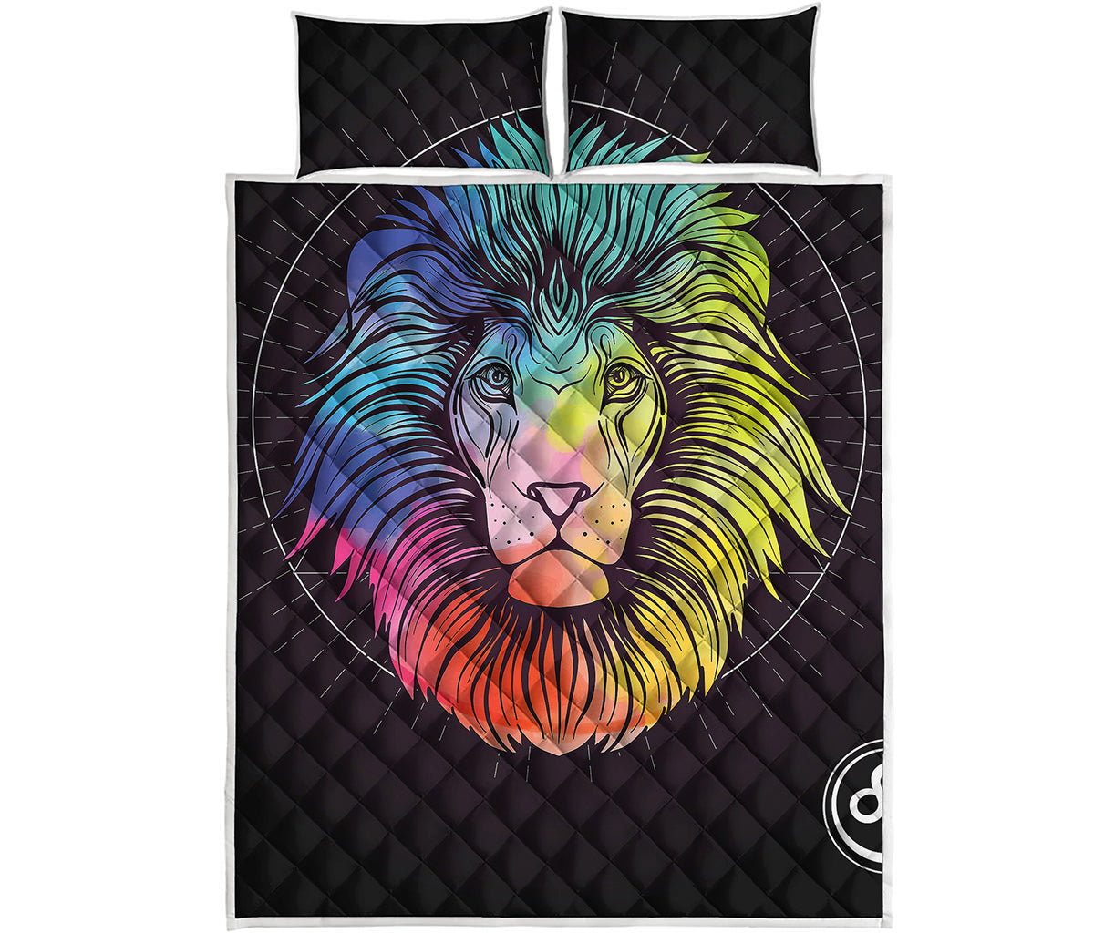 Colorful Leo Sign Print Quilt Bed Set
