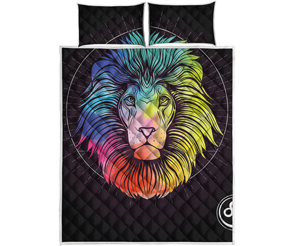Colorful Leo Sign Print Quilt Bed Set
