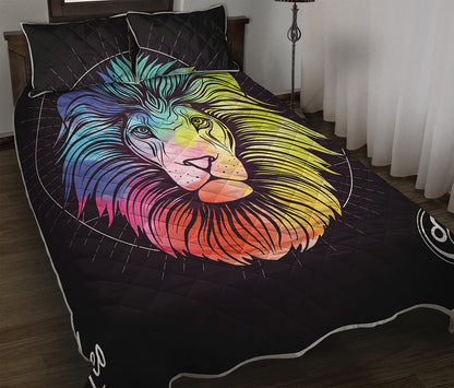 Colorful Leo Sign Print Quilt Bed Set
