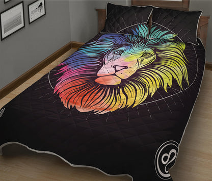 Colorful Leo Sign Print Quilt Bed Set