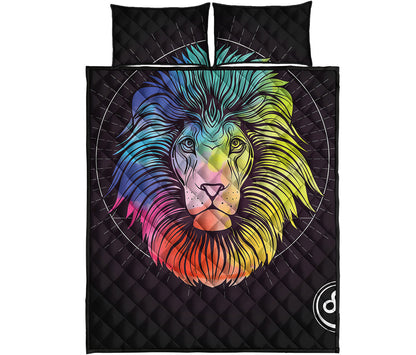 Colorful Leo Sign Print Quilt Bed Set
