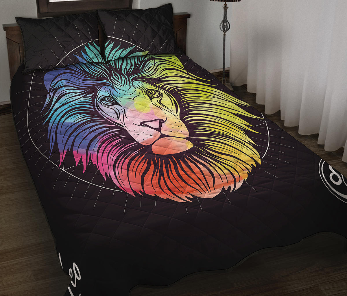 Colorful Leo Sign Print Quilt Bed Set