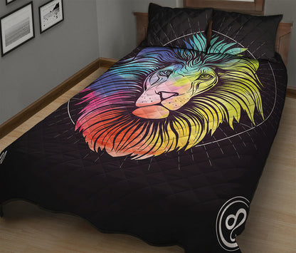 Colorful Leo Sign Print Quilt Bed Set