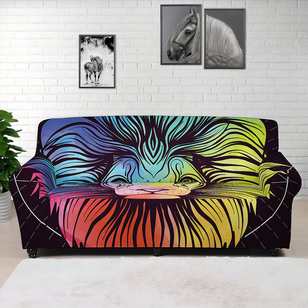 Colorful Leo Sign Print Sofa Cover