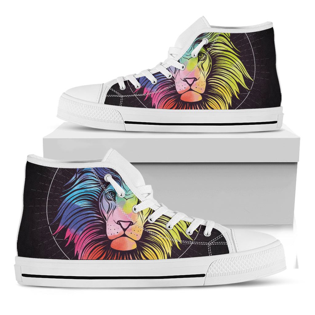 Colorful Leo Sign Print White High Top Shoes