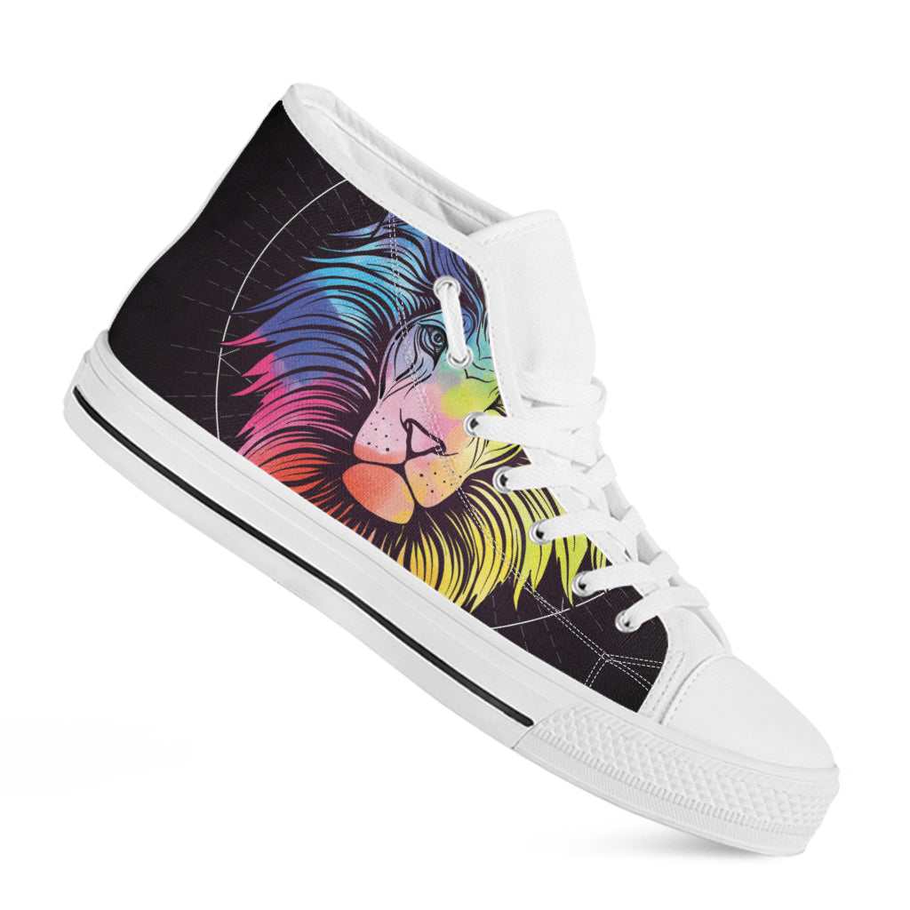 Colorful Leo Sign Print White High Top Shoes