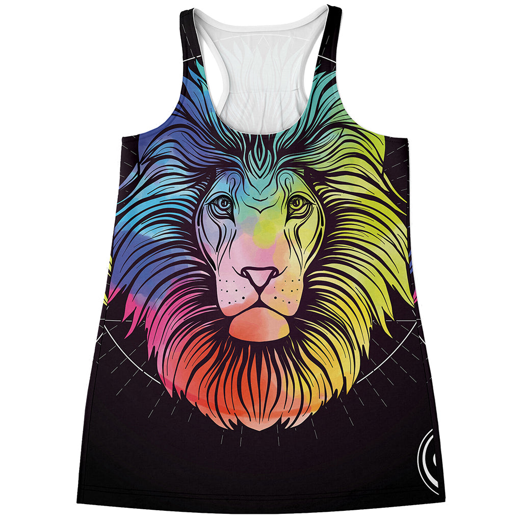 Colorful Leo Sign Print Women's Racerback Tank Top