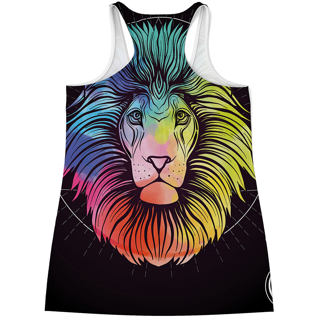 Colorful Leo Sign Print Women's Racerback Tank Top