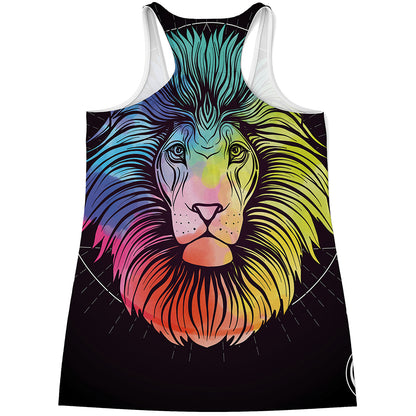 Colorful Leo Sign Print Women's Racerback Tank Top