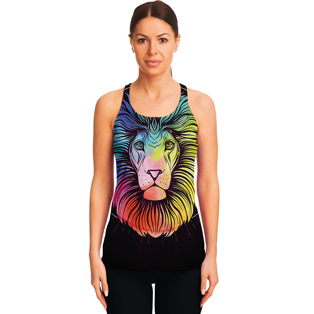 Colorful Leo Sign Print Women's Racerback Tank Top