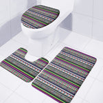Colorful Leopard Navajo Tribal Print 3 Piece Bath Mat Set