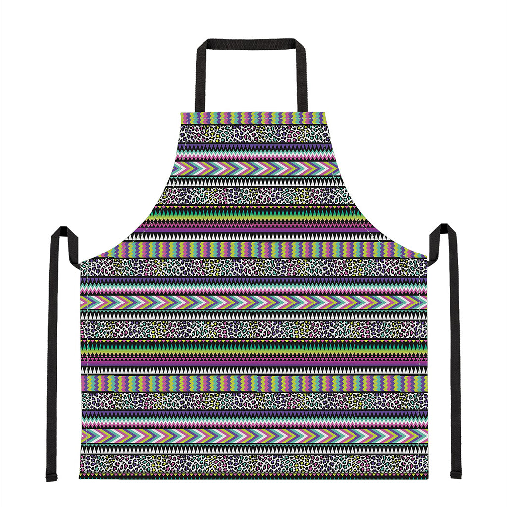 Colorful Leopard Navajo Tribal Print Apron