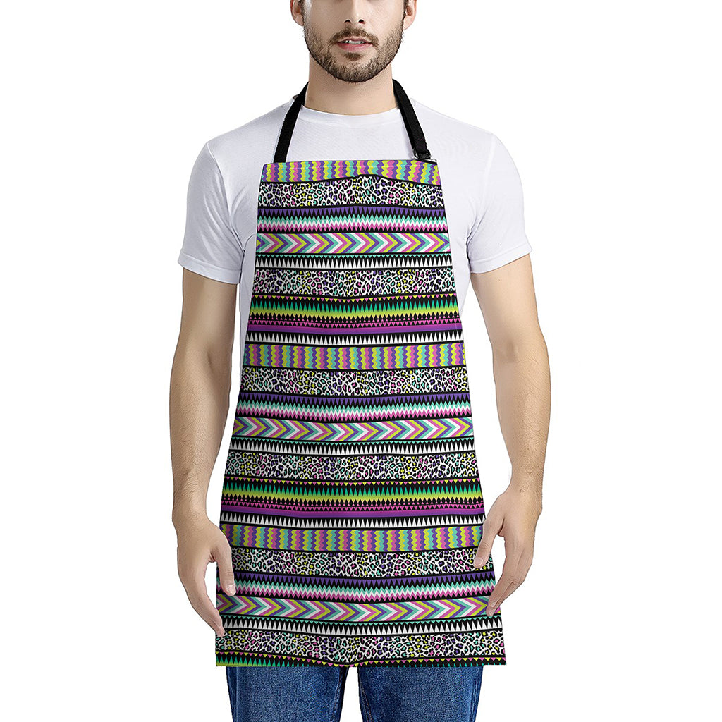Colorful Leopard Navajo Tribal Print Apron