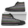Colorful Leopard Navajo Tribal Print Black High Top Sneakers