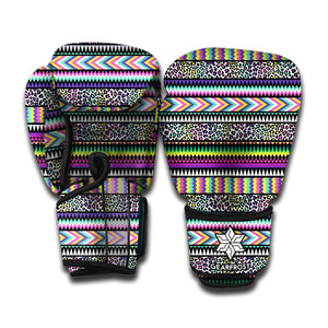 Colorful Leopard Navajo Tribal Print Boxing Gloves