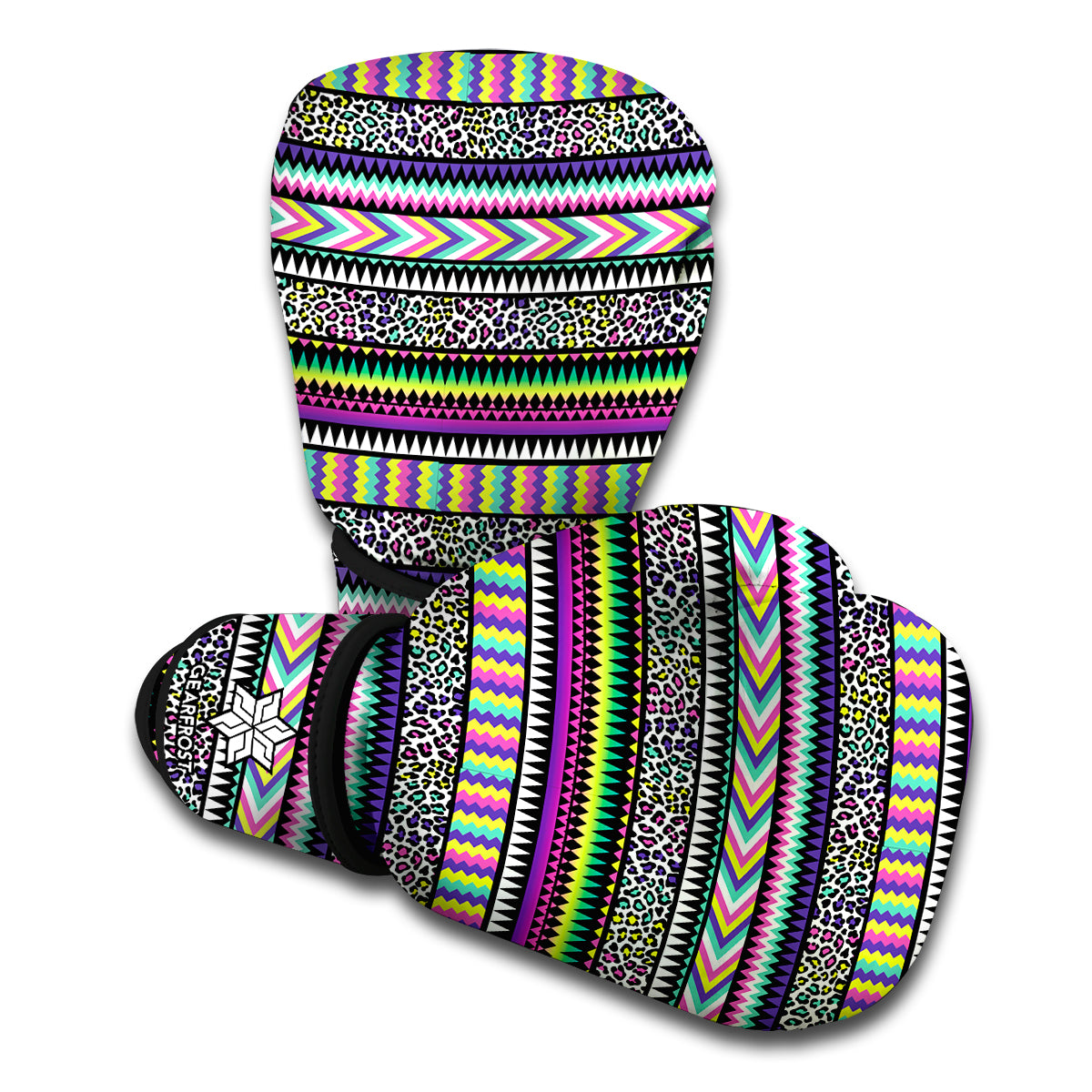 Colorful Leopard Navajo Tribal Print Boxing Gloves