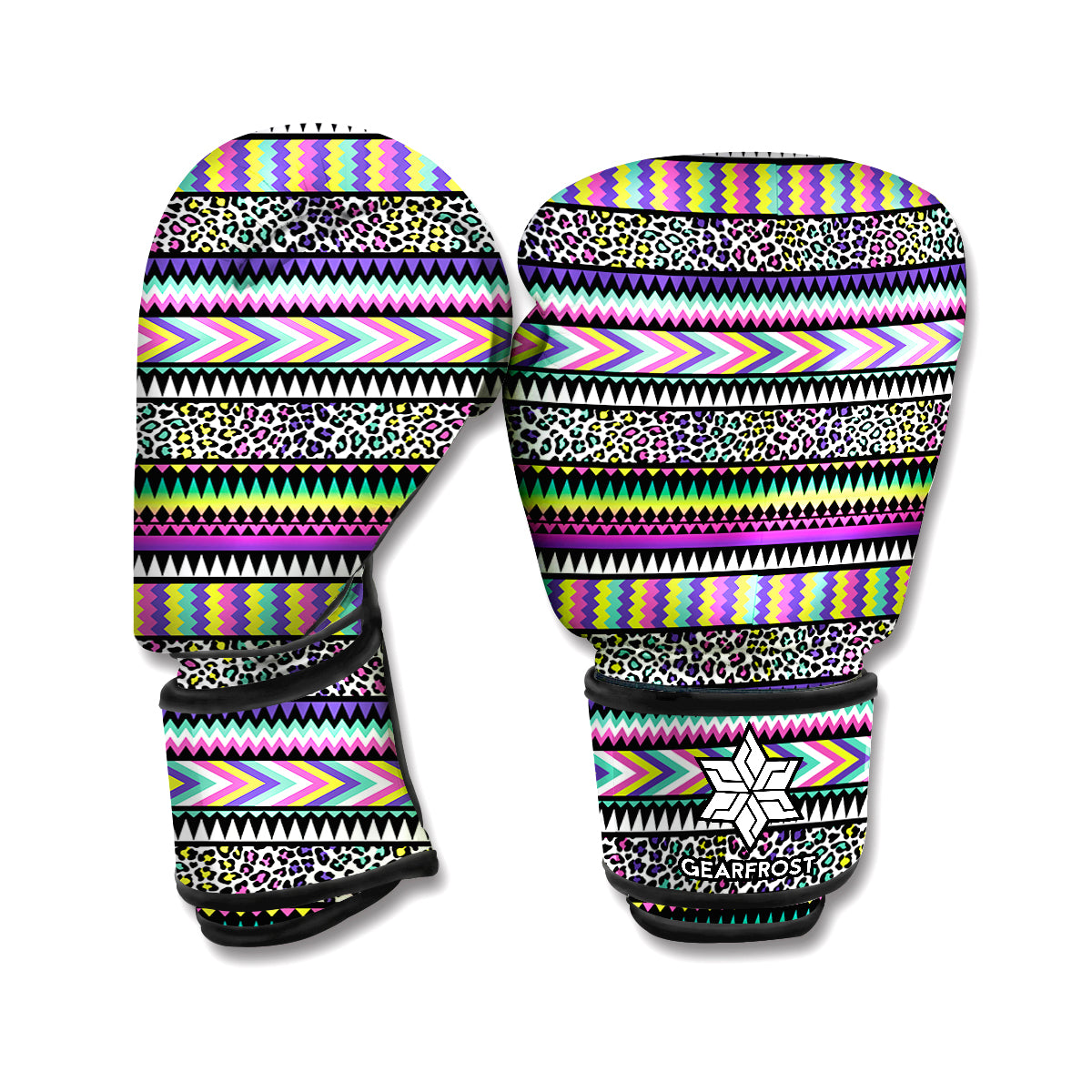 Colorful Leopard Navajo Tribal Print Boxing Gloves