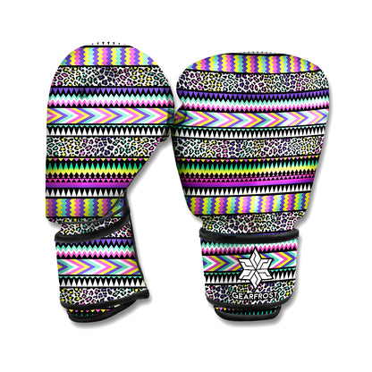 Colorful Leopard Navajo Tribal Print Boxing Gloves