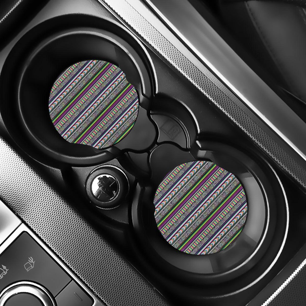 Colorful Leopard Navajo Tribal Print Car Coasters