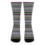 Colorful Leopard Navajo Tribal Print Crew Socks