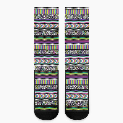 Colorful Leopard Navajo Tribal Print Crew Socks