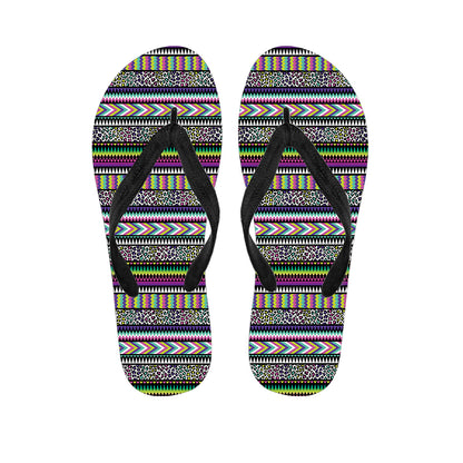 Colorful Leopard Navajo Tribal Print Flip Flops