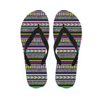 Colorful Leopard Navajo Tribal Print Flip Flops