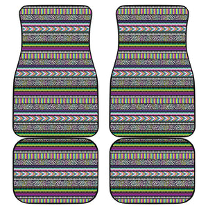 Colorful Leopard Navajo Tribal Print Front and Back Car Floor Mats