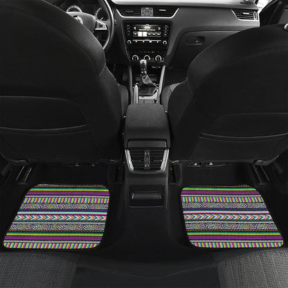 Colorful Leopard Navajo Tribal Print Front and Back Car Floor Mats