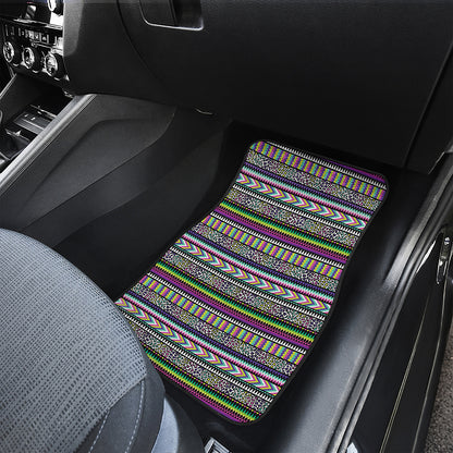 Colorful Leopard Navajo Tribal Print Front and Back Car Floor Mats
